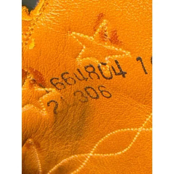 Lucchese Classics Star Inlay Cowboy Boots Black Leather USA Vintage 10.5 w/FLAW